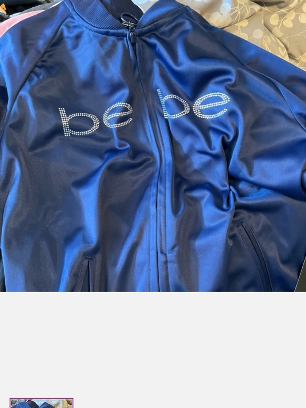 bebe Sport Satin Jacket in Navy Blue